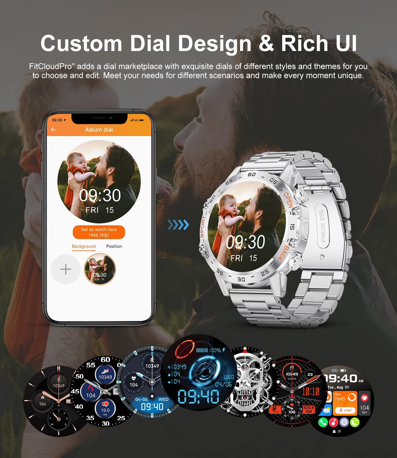 Military Smart Watch For Men(Answer/Dial Calls),1.39 ' 'Hd Touchscreen,5Atm Waterproof Fitness Watch,100 Sports Modes, With Bloo